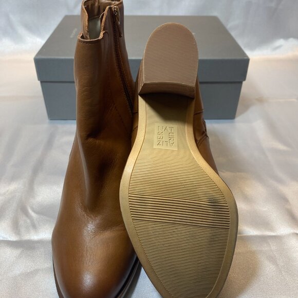 Naturalizer Brown Leather Ankle Boots Side Zip Block Heel Footbed, 8.5M, NEW - Picture 4 of 9